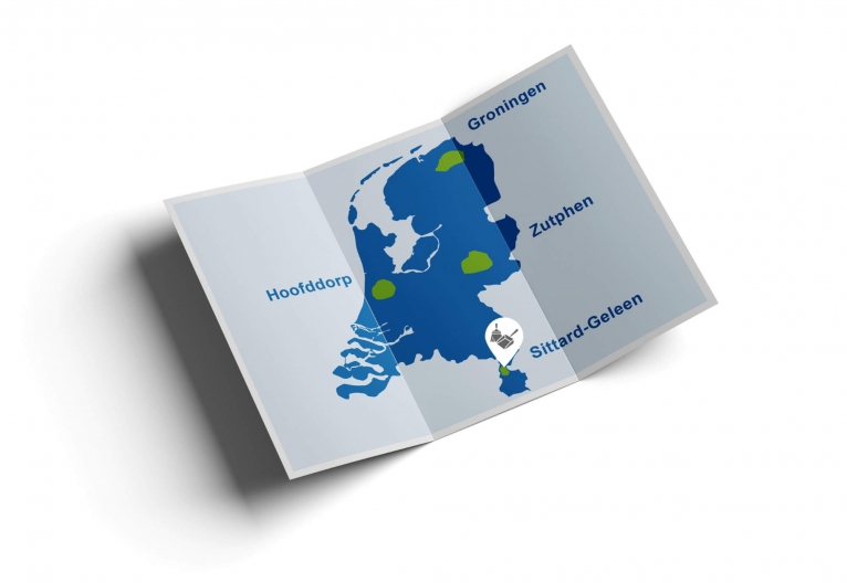 Afbeelding kaart Nederland met Sittard-Geleen uitgelicht